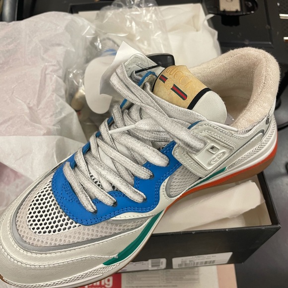 Gucci Ultrapace White/ Blue/Silver Sz 7.5 592348-02JM0-9089 - Picture 10 of 11